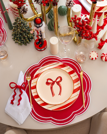 Conjunto 4 Peças Jogo Americano Redondo Carmim